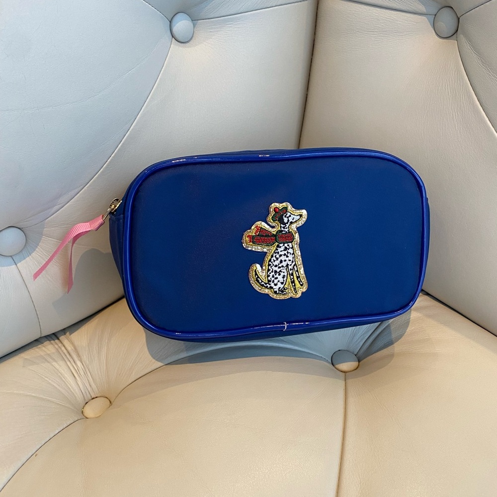 J.Crew Royal Blue Poodle Patch Embroidered Zip Cosmetic Pouch – Rare, Like New